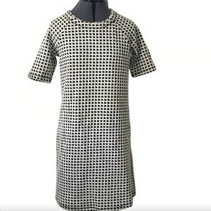 Lila Rose Black and White Cotton Blend Windowpane Plaid Shift Dress • Size S